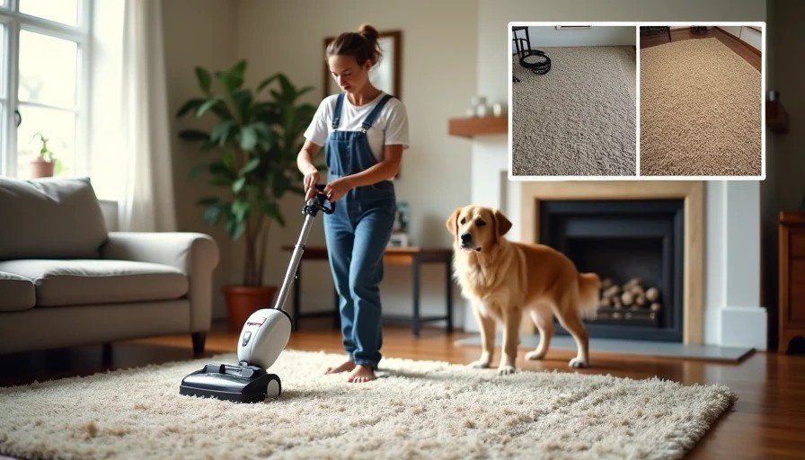 Real cleaning test on a survivor rug Washing a performance rug with golden retriever
