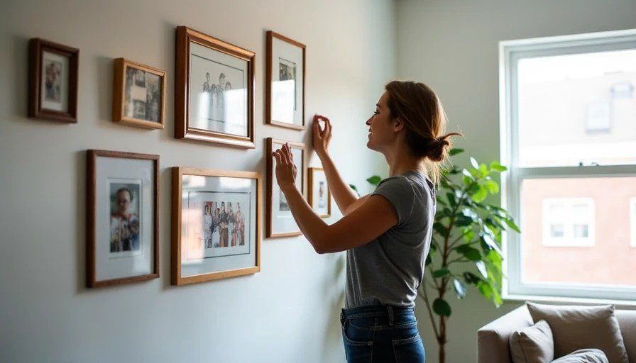 Renter gallery wall installation