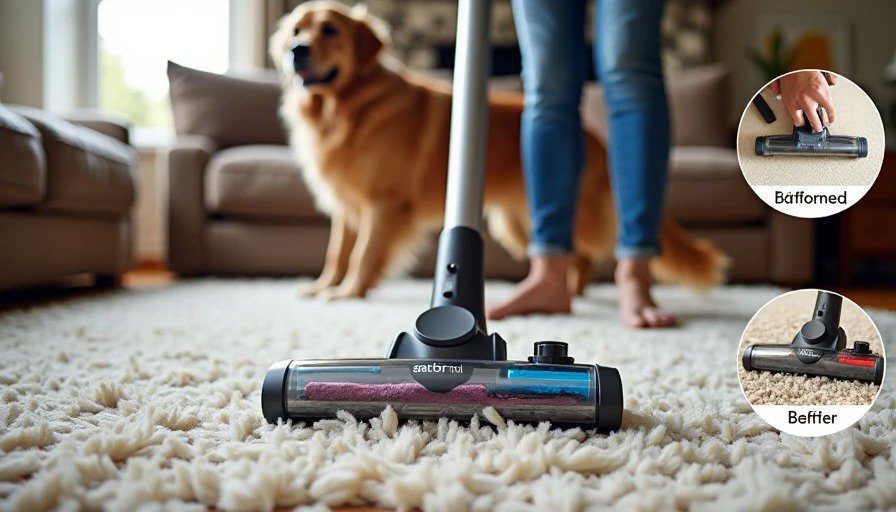 Pile height and fur release comparison Vacuum test on dog-friendly rugs