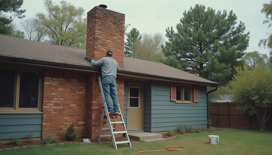 Visual context for parging a chimney