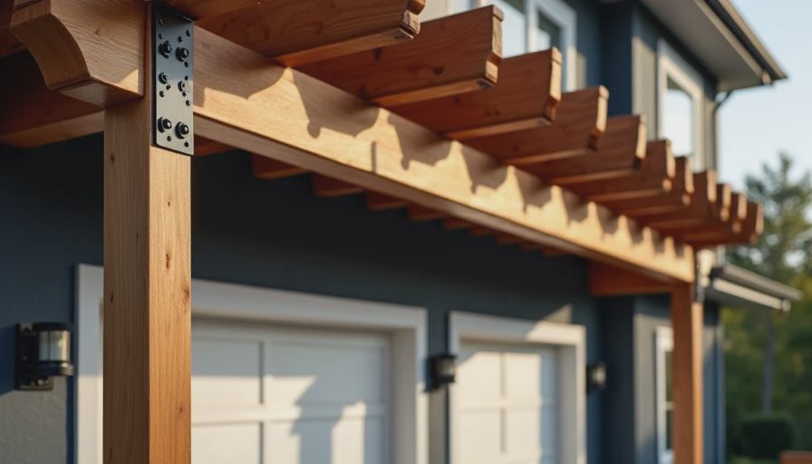 Visual context for pergola above garage